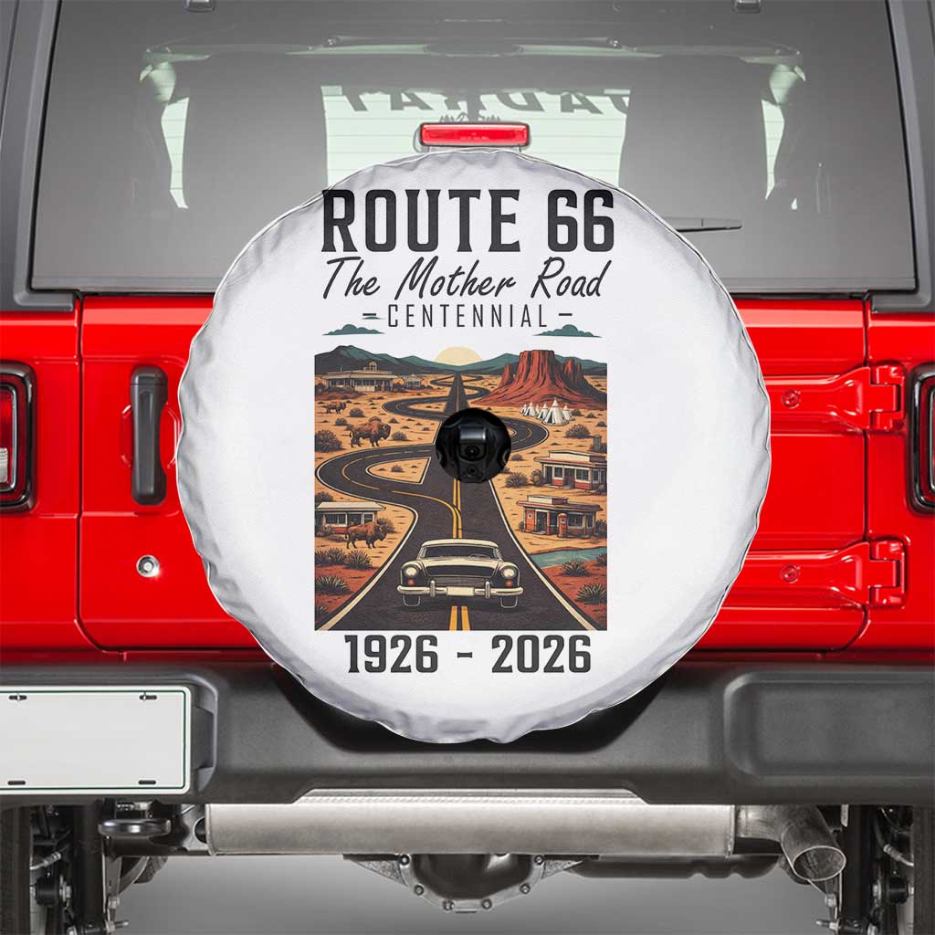 Route Highway 66 Mother Road Spare Tire Cover Vintage Distressed Road Trip Adventure TS12 White Print Your Wear