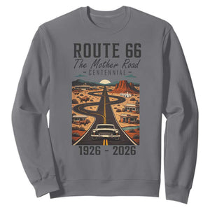 Route Highway 66 Mother Road Sweatshirt Vintage Distressed Road Trip Adventure TS12 Charcoal Print Your Wear