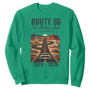 Route Highway 66 Mother Road Sweatshirt Vintage Distressed Road Trip Adventure TS12 Irish Green Print Your Wear