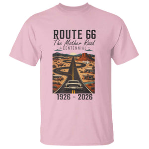 Route Highway 66 Mother Road T Shirt Vintage Distressed Road Trip Adventure TS12 Light Pink Print Your Wear