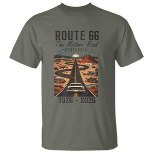 Route Highway 66 Mother Road T Shirt Vintage Distressed Road Trip Adventure TS12 Military Green Print Your Wear