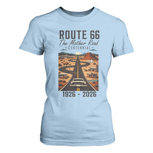 Route Highway 66 Mother Road T Shirt For Women Vintage Distressed Road Trip Adventure TS12 Light Blue Print Your Wear