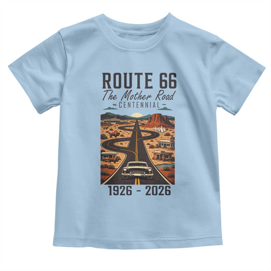 Route Highway 66 Mother Road Toddler T Shirt Vintage Distressed Road Trip Adventure TS12 Light Blue Print Your Wear