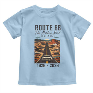 Route Highway 66 Mother Road Toddler T Shirt Vintage Distressed Road Trip Adventure TS12 Light Blue Print Your Wear