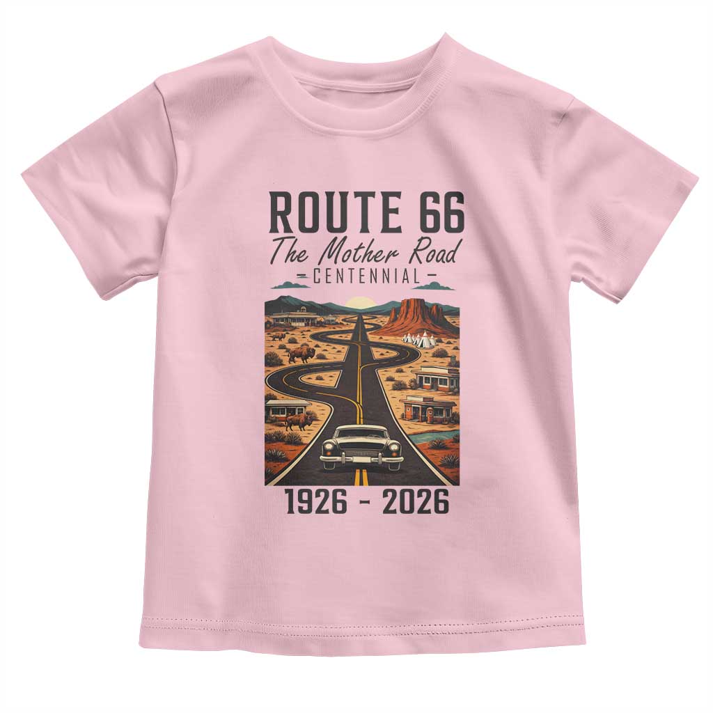Route Highway 66 Mother Road Toddler T Shirt Vintage Distressed Road Trip Adventure TS12 Light Pink Print Your Wear