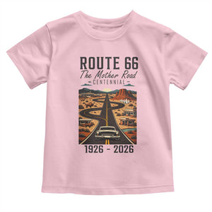 Route Highway 66 Mother Road Toddler T Shirt Vintage Distressed Road Trip Adventure TS12 Light Pink Print Your Wear