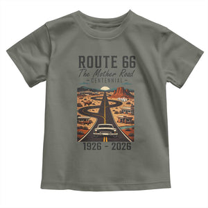 Route Highway 66 Mother Road Toddler T Shirt Vintage Distressed Road Trip Adventure TS12 Military Green Print Your Wear