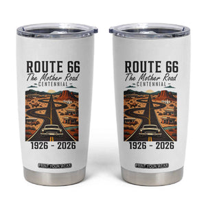 Route Highway 66 Mother Road Tumbler Cup Vintage Distressed Road Trip Adventure TS12 White Print Your Wear