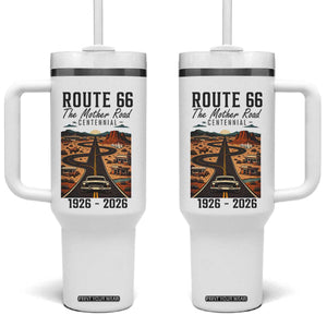 Route Highway 66 Mother Road Tumbler With Handle Vintage Distressed Road Trip Adventure TS12 One Size: 40 oz White Print Your Wear