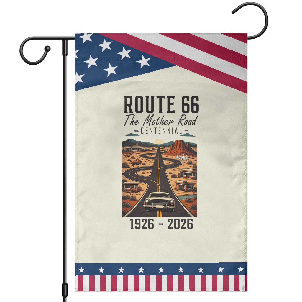 Route Highway 66 Mother Road Garden Flag Vintage Distressed Road Trip Adventure TS12 Modern Beige Blue Print Your Wear
