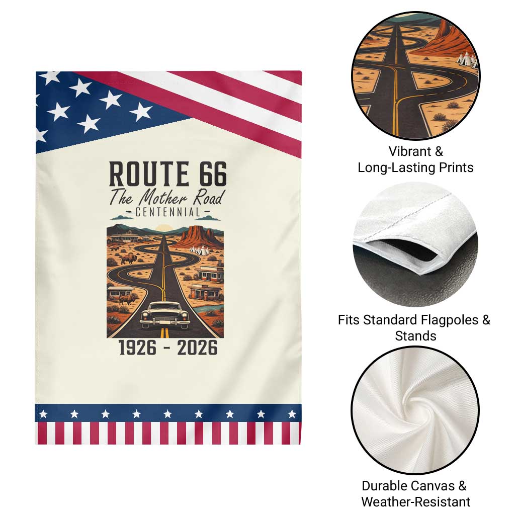 Route Highway 66 Mother Road Garden Flag Vintage Distressed Road Trip Adventure TS12 Print Your Wear