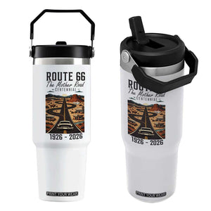 Route Highway 66 Mother Road Flip Straw Tumbler Vintage Distressed Road Trip Adventure TS12 One Size: 30 oz White Print Your Wear