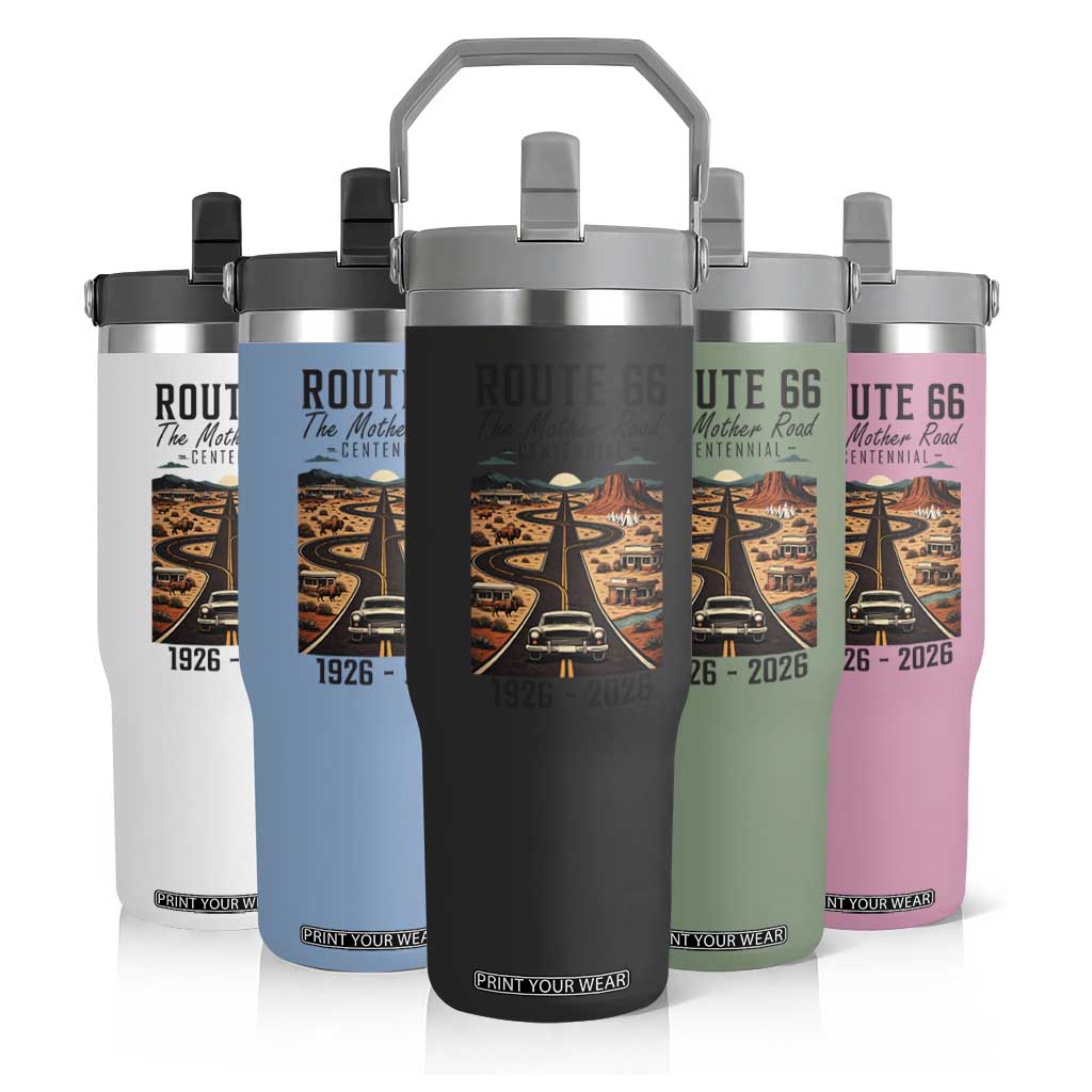 Route Highway 66 Mother Road Flip Straw Tumbler Vintage Distressed Road Trip Adventure TS12 Print Your Wear