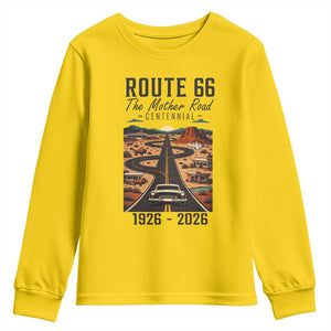 Route Highway 66 Mother Road Youth Sweatshirt Vintage Distressed Road Trip Adventure TS12 Daisy Print Your Wear