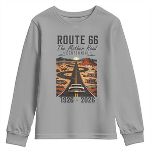 Route Highway 66 Mother Road Youth Sweatshirt Vintage Distressed Road Trip Adventure TS12 Sport Gray Print Your Wear