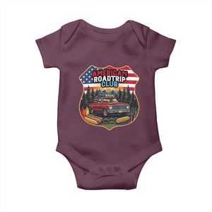 Route Highway 66 Baby Onesie Vintage American Roadtrip Club Road Trip TS12 Maroon Print Your Wear