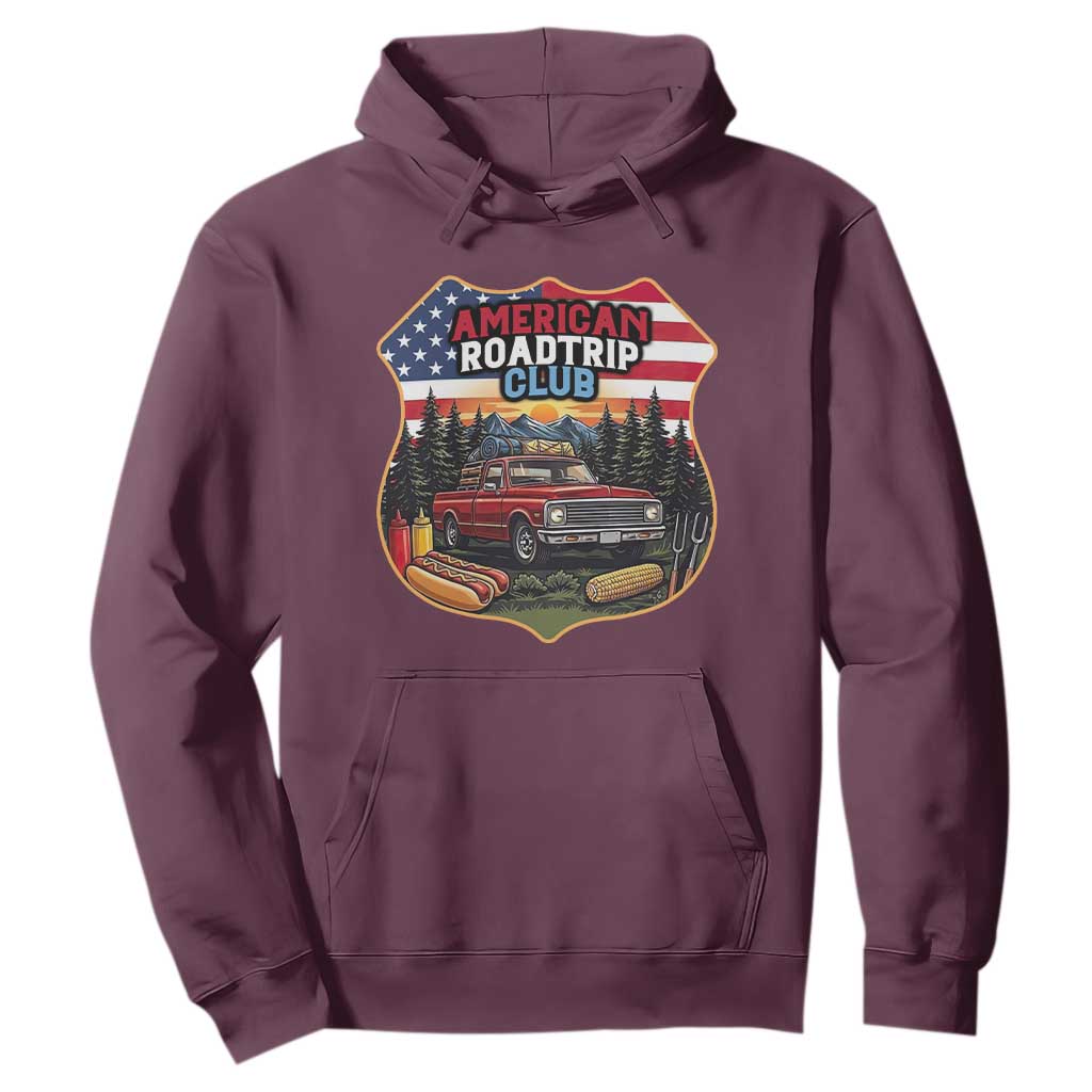 Route Highway 66 Hoodie Vintage American Roadtrip Club Road Trip TS12 Maroon Print Your Wear