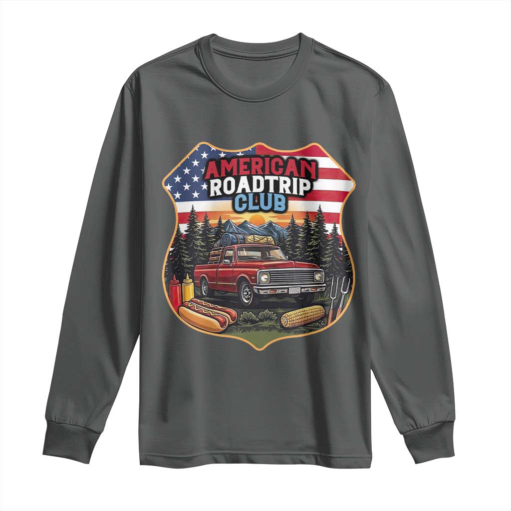 Route Highway 66 Long Sleeve Shirt Vintage American Roadtrip Club Road Trip TS12 Dark Heather Print Your Wear