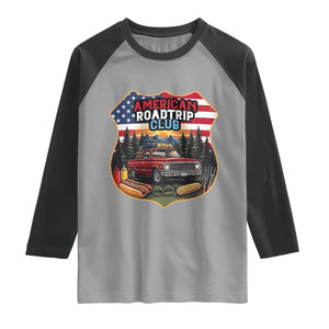 Route Highway 66 Raglan Shirt Vintage American Roadtrip Club Road Trip TS12 Sport Gray Black Print Your Wear