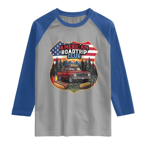 Route Highway 66 Raglan Shirt Vintage American Roadtrip Club Road Trip TS12 Sport Gray Royal Print Your Wear