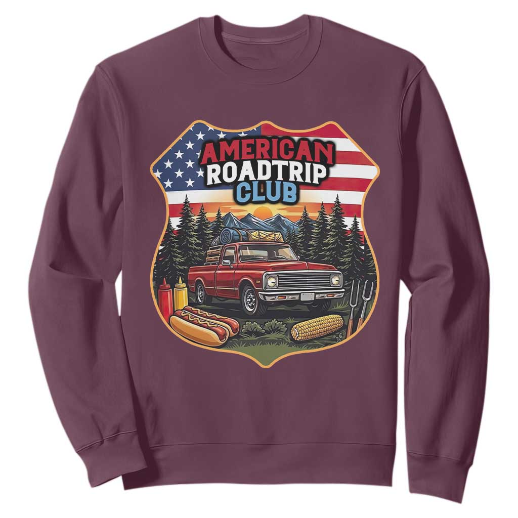 Route Highway 66 Sweatshirt Vintage American Roadtrip Club Road Trip TS12 Maroon Print Your Wear