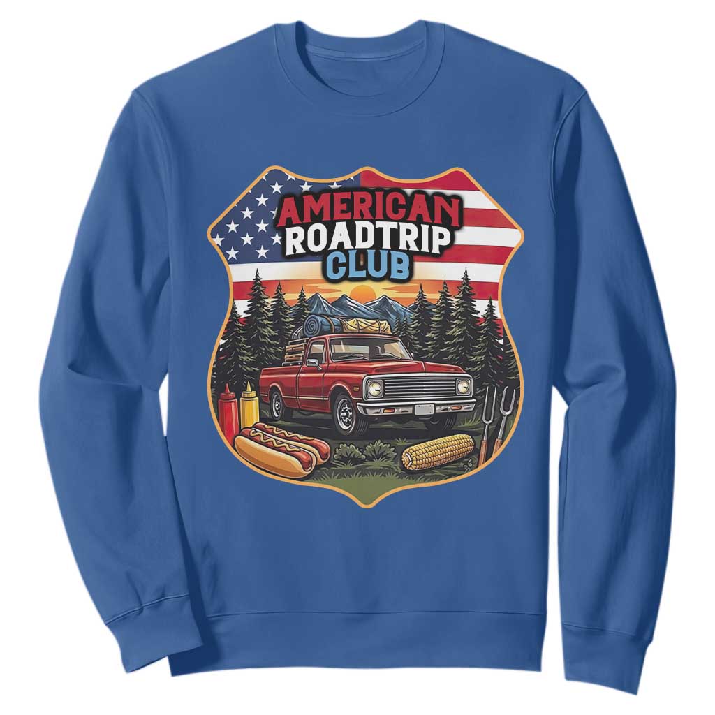 Route Highway 66 Sweatshirt Vintage American Roadtrip Club Road Trip TS12 Royal Blue Print Your Wear