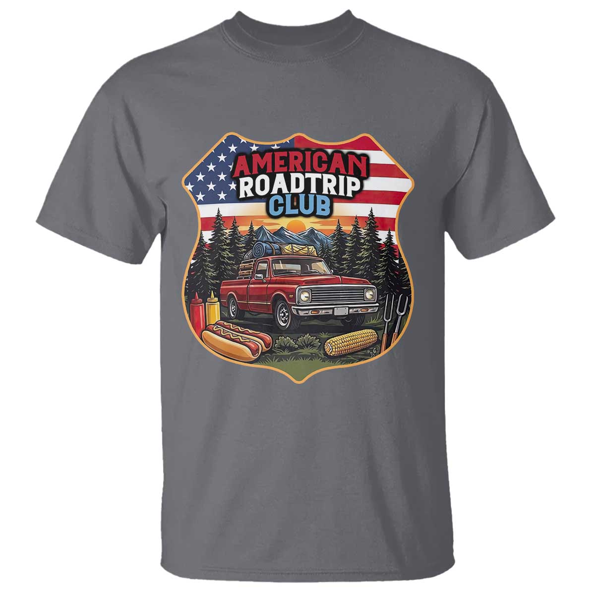 Route Highway 66 T Shirt Vintage American Roadtrip Club Road Trip TS12 Charcoal Print Your Wear