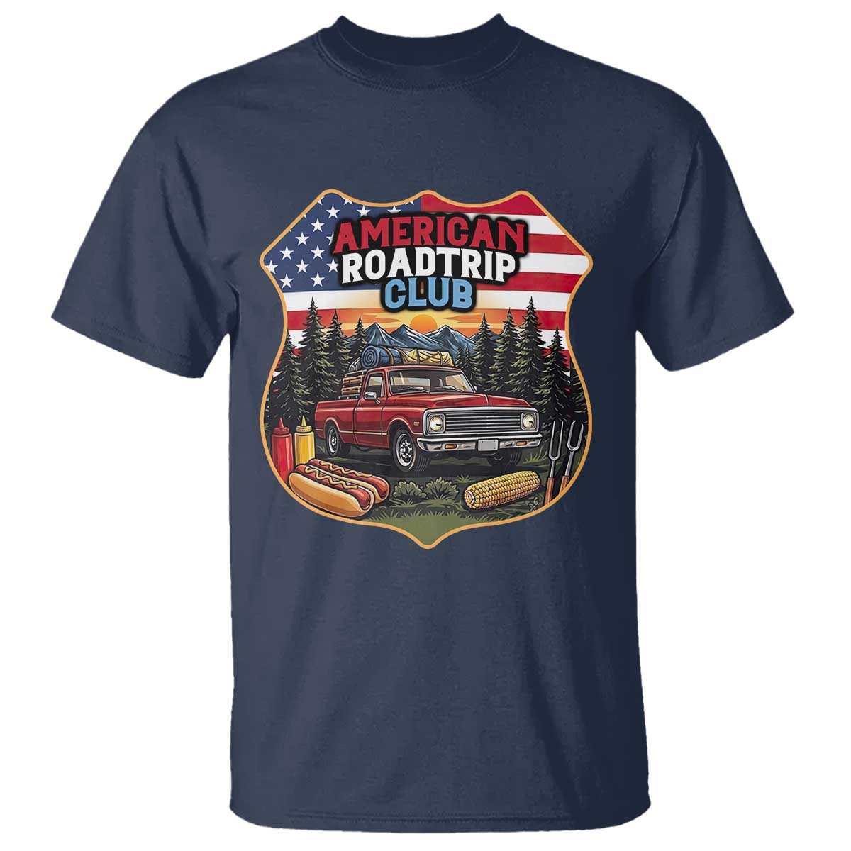 Route Highway 66 T Shirt Vintage American Roadtrip Club Road Trip TS12 Navy Print Your Wear