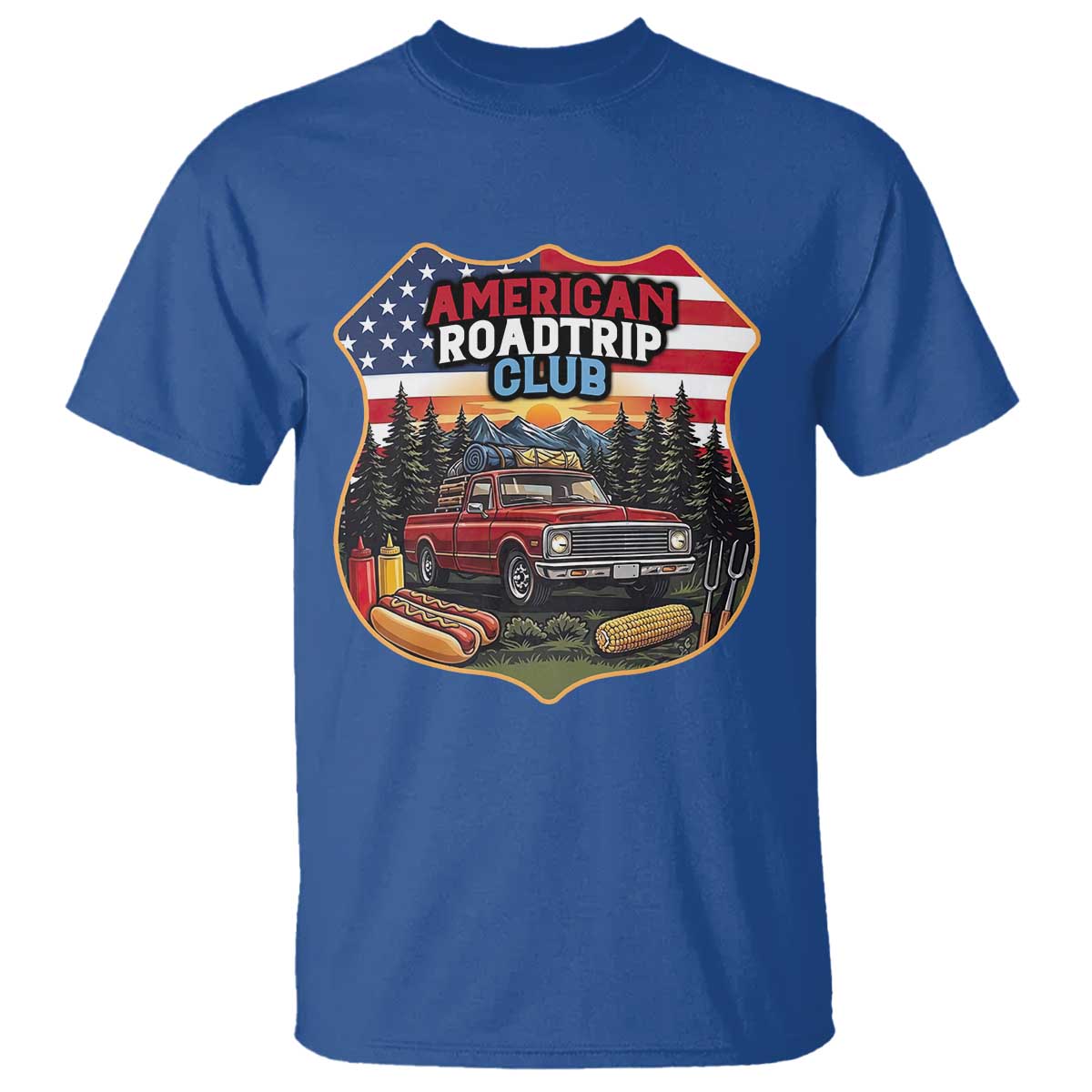 Route Highway 66 T Shirt Vintage American Roadtrip Club Road Trip TS12 Royal Blue Print Your Wear