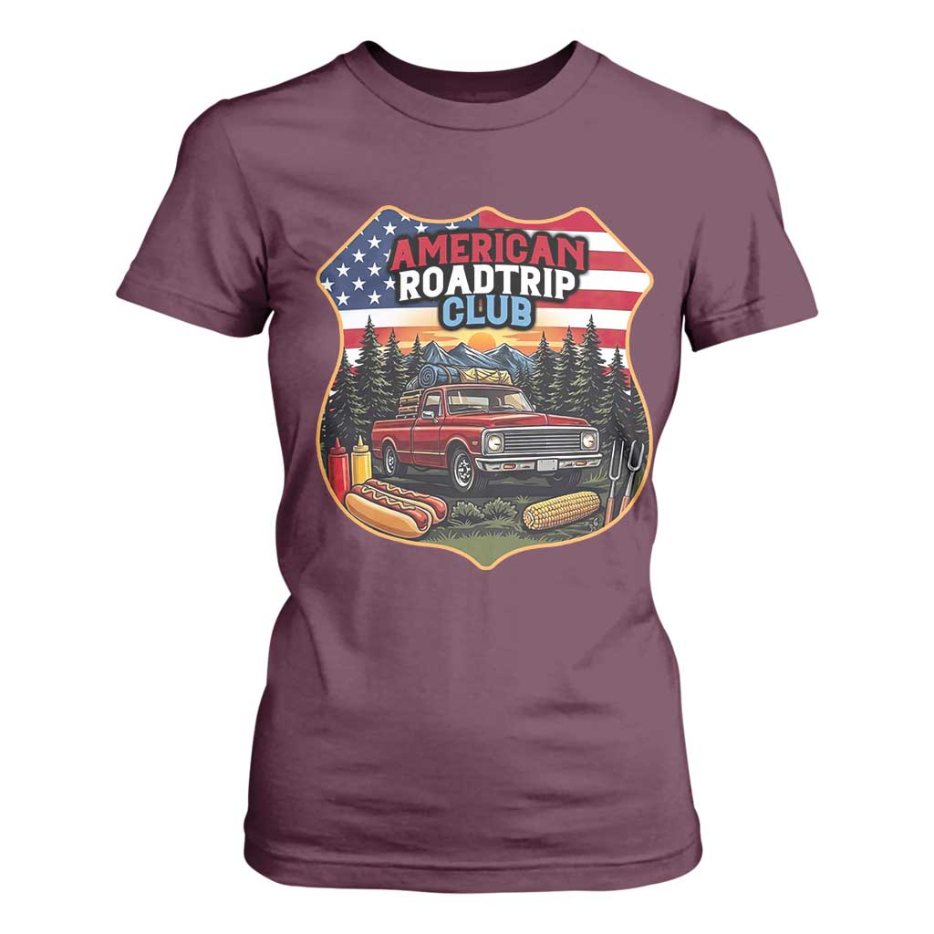 Route Highway 66 T Shirt For Women Vintage American Roadtrip Club Road Trip TS12 Maroon Print Your Wear