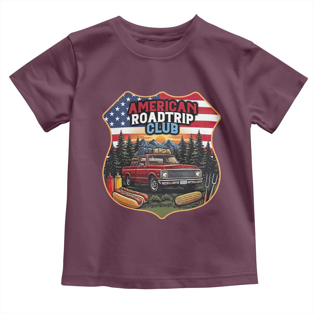 Route Highway 66 Toddler T Shirt Vintage American Roadtrip Club Road Trip TS12 Maroon Print Your Wear