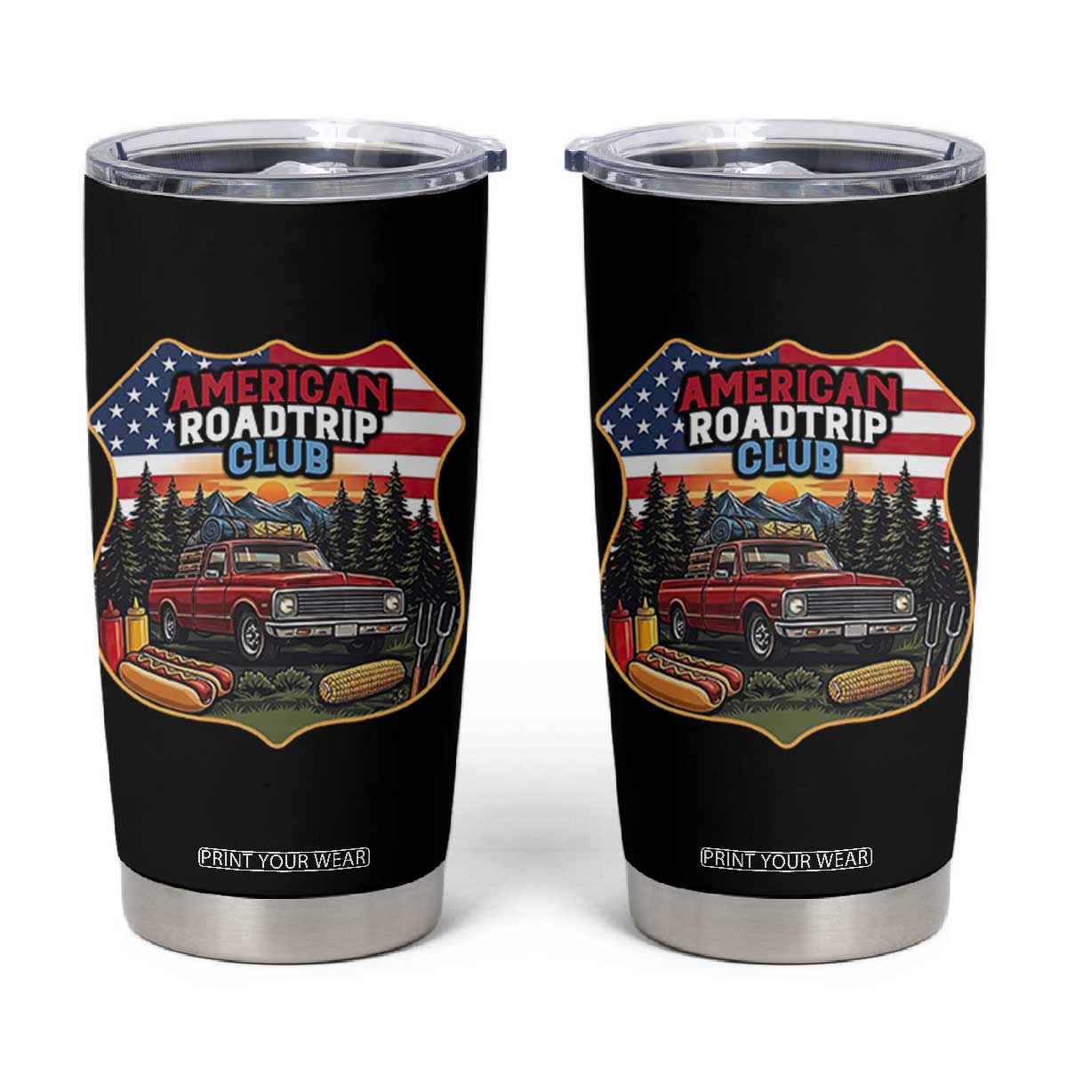 Route Highway 66 Tumbler Cup Vintage American Roadtrip Club Road Trip TS12 Black Print Your Wear