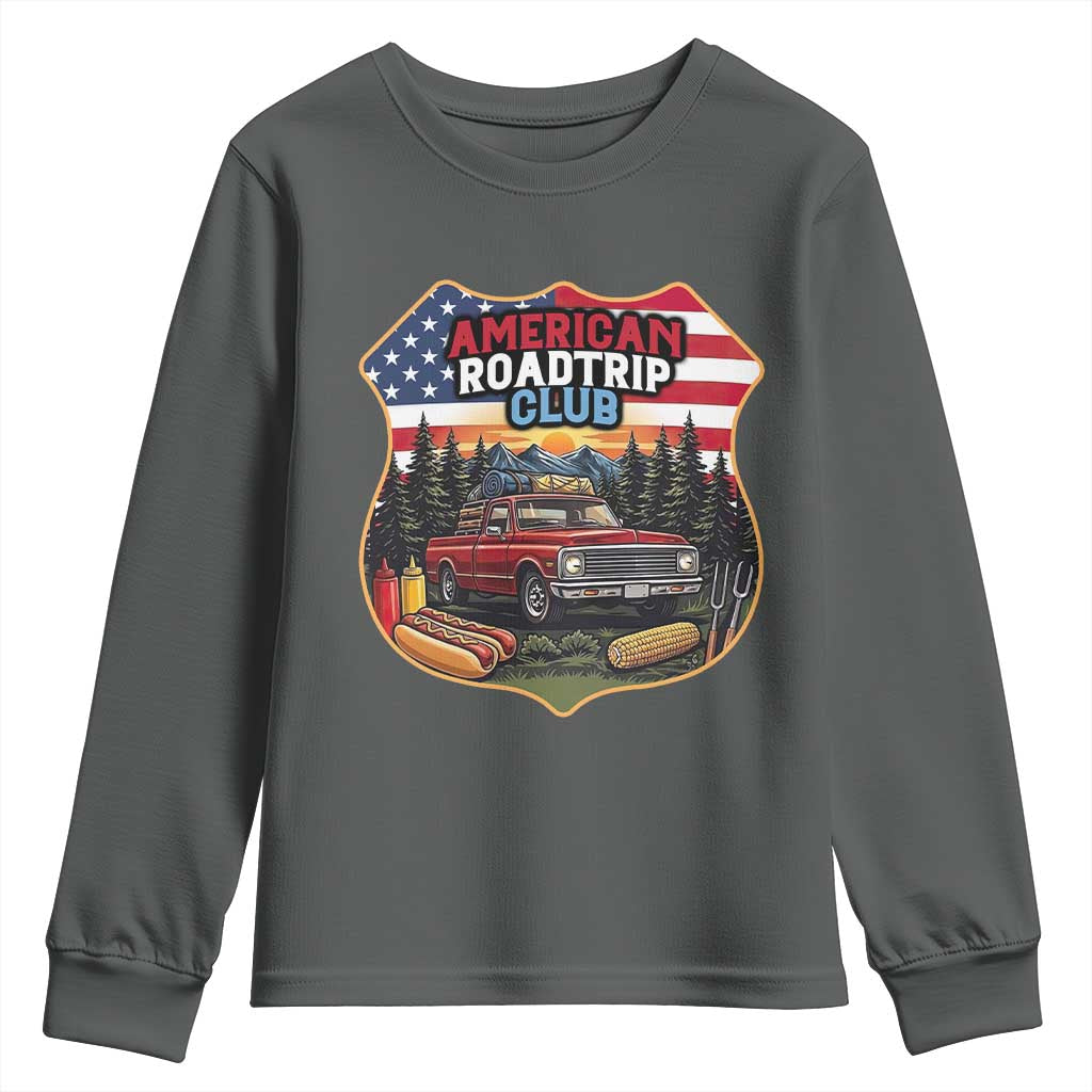 Route Highway 66 Youth Sweatshirt Vintage American Roadtrip Club Road Trip TS12 Dark Heather Print Your Wear