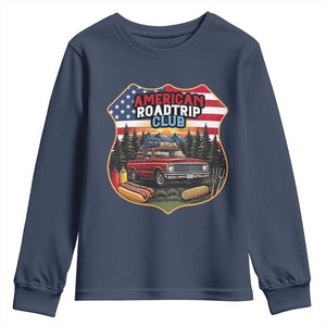 Route Highway 66 Youth Sweatshirt Vintage American Roadtrip Club Road Trip TS12 Navy Print Your Wear
