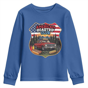 Route Highway 66 Youth Sweatshirt Vintage American Roadtrip Club Road Trip TS12 Royal Blue Print Your Wear