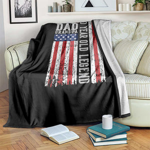 Husband Dad Grandpa 80 Year Old Legend Throw Blanket American Flag Birthday Gift