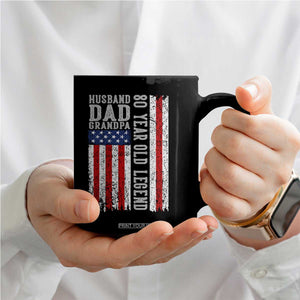 Husband Dad Grandpa 80 Year Old Legend Coffee Mug American Flag Birthday Gift