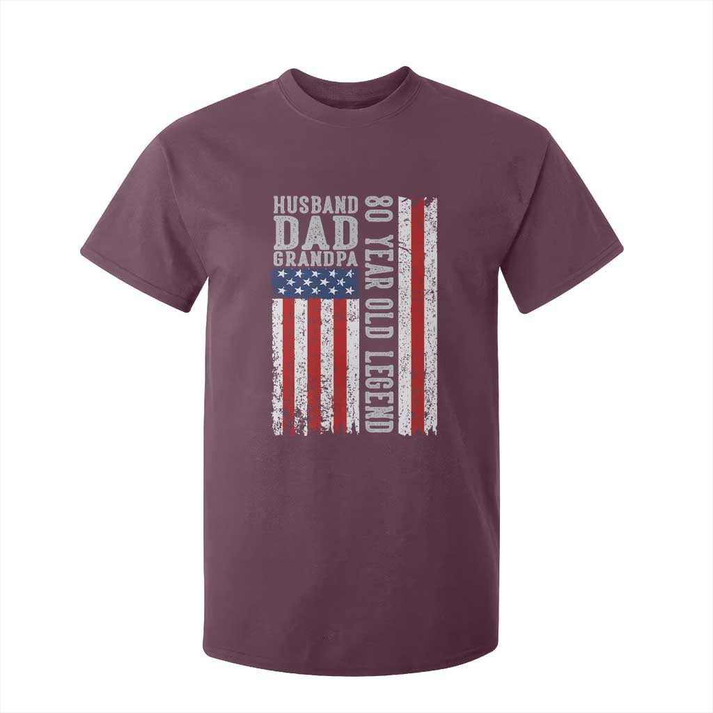 Husband Dad Grandpa 80 Year Old Legend T Shirt For Kid American Flag Birthday Gift