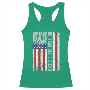 Husband Dad Grandpa 80 Year Old Legend Racerback Tank Top American Flag Birthday Gift