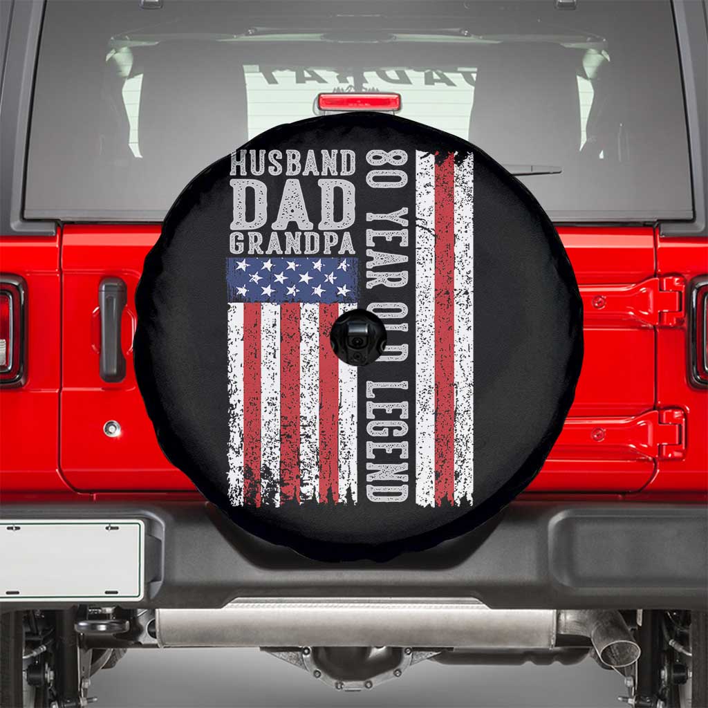 Husband Dad Grandpa 80 Year Old Legend Spare Tire Cover American Flag Birthday Gift