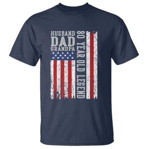 Husband Dad Grandpa 80 Year Old Legend T Shirt American Flag Birthday Gift