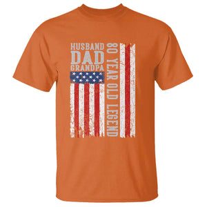 Husband Dad Grandpa 80 Year Old Legend T Shirt American Flag Birthday Gift