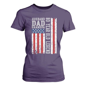 Husband Dad Grandpa 80 Year Old Legend T Shirt For Women American Flag Birthday Gift