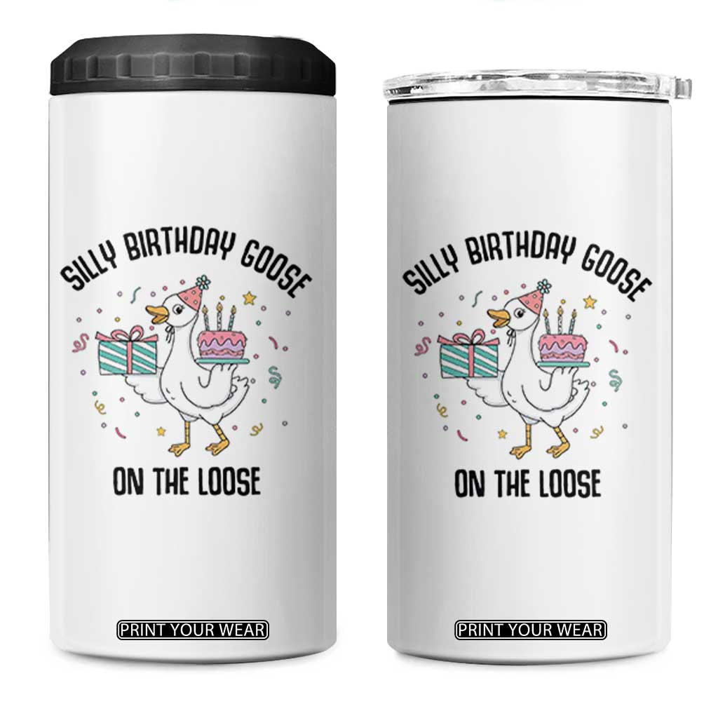Funny Silly Goose On The Loose 4 in 1 Can Cooler Tumbler Birthday Party Gift TS12 One Size: 16 oz White Print Your Wear