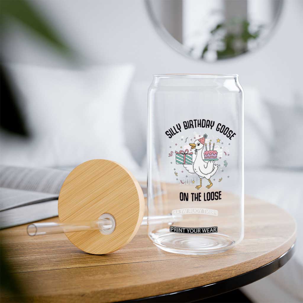 Funny Silly Goose On The Loose Glass Can Birthday Party Gift TS12 Print Your Wear