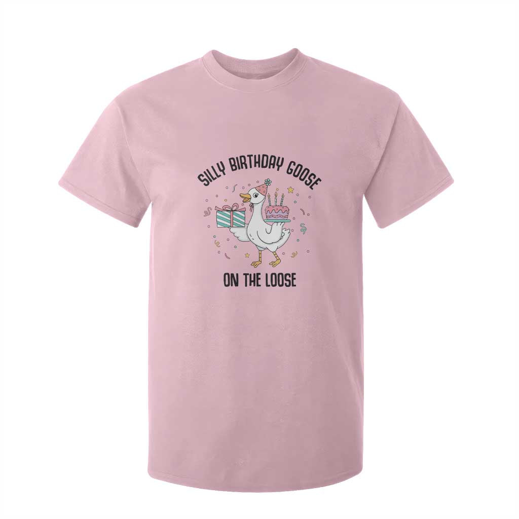 Funny Silly Goose On The Loose T Shirt For Kid Birthday Party Gift TS12 Light Pink Print Your Wear