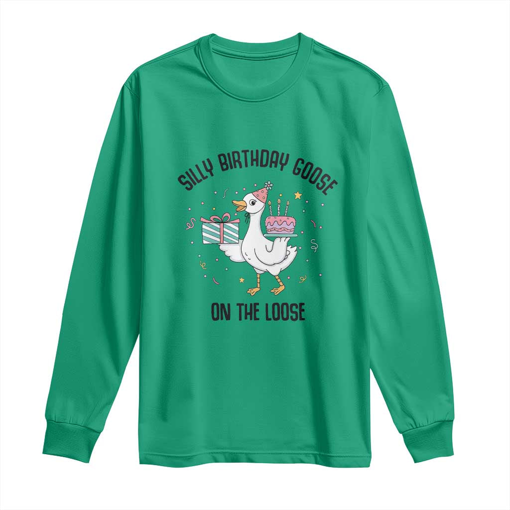 Funny Silly Goose On The Loose Long Sleeve Shirt Birthday Party Gift TS12 Irish Green Print Your Wear