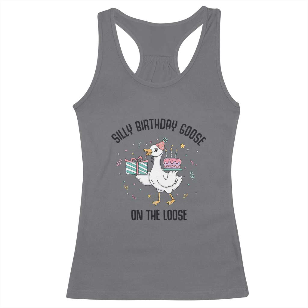 Funny Silly Goose On The Loose Racerback Tank Top Birthday Party Gift TS12 Charcoal Print Your Wear