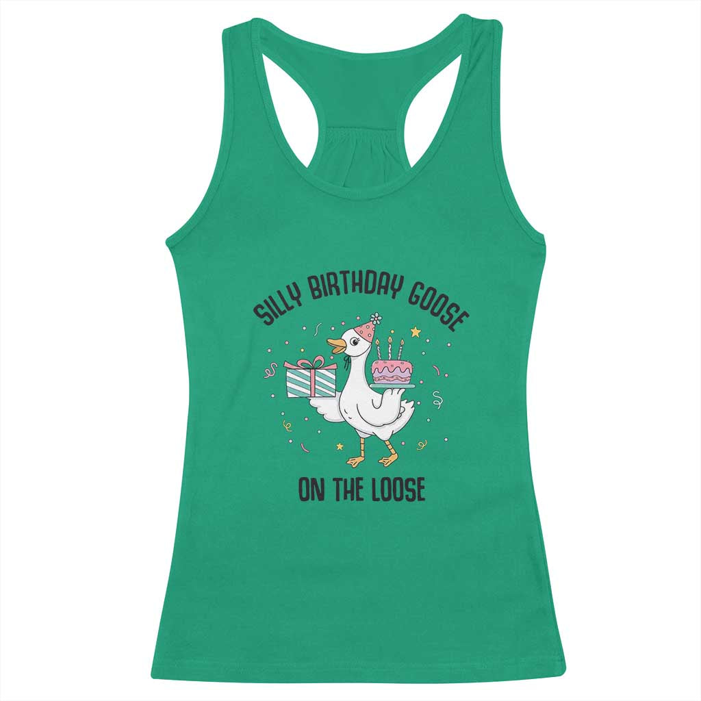 Funny Silly Goose On The Loose Racerback Tank Top Birthday Party Gift TS12 Irish Green Print Your Wear