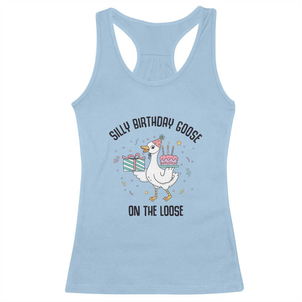 Funny Silly Goose On The Loose Racerback Tank Top Birthday Party Gift TS12 Light Blue Print Your Wear
